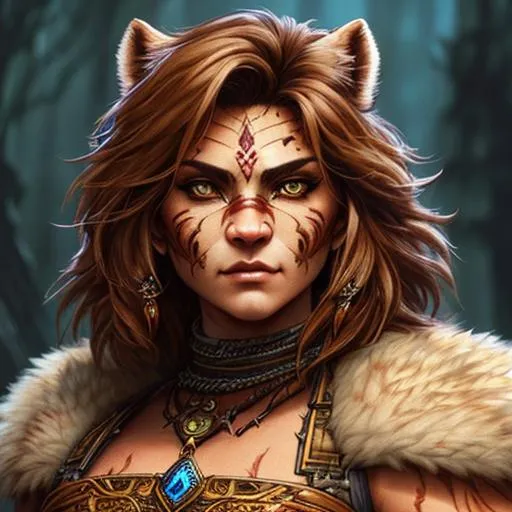 Lycan, humanoid hybrid, mountain lion, dungeons and... | OpenArt