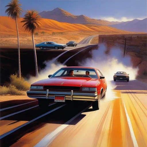 Prompt: Driver 1999, PS1, car chase, sunny atmosphere, extremely detailed painting by Greg Rutkowski and by Henry Justice Ford and by Steve Henderson