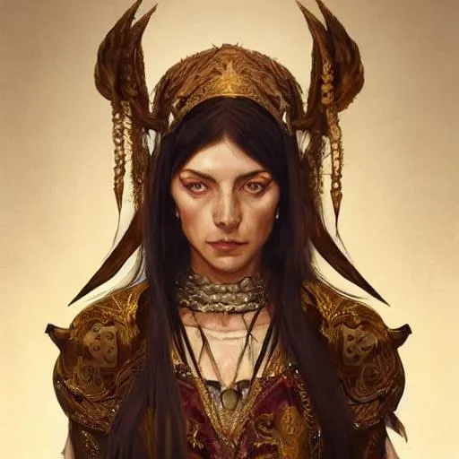 Prompt: east - european priestess, portrait, highly detailed, full body, digital painting, trending on artstation, concept art, sharp focus, illustration, art by artgerm and greg rutkowski and magali villeneuve