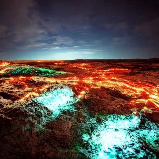 Prompt: Bioluminescent paysage ultra HD 4K