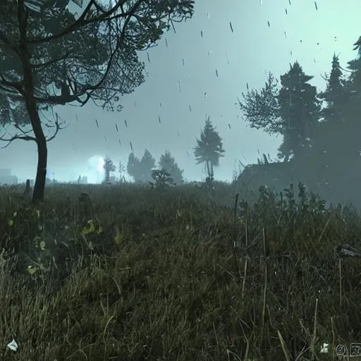 Prompt: Sunny, s.t.a.l.k.e.r. Zone buildings, Corpses rain from blue sky, Blood on grass, Ultra realistic, 8k, hundreds of Skulls laying on ground in the streets
