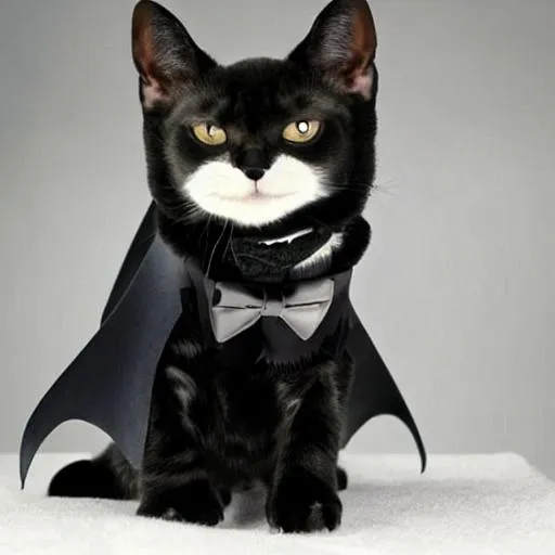 Prompt: batman style tuxedo beautiful cat

