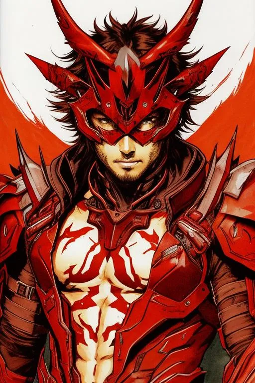 Prompt: (((Yoji Shinkawa))), sticker of ultra detailed portrait of enrique iglesias in red venom suit. Metal red demon mask, red eyes, evil, high quality cell shaded illustration in post apocalyptic style by Yoji Shinkawa, ((full body)), dynamic pose, perfect anatomy, centered, freedom, soul, brown short hair, approach to perfection, cell shading, 4k , cinematic dramatic atmosphere, watercolor painting, global illumination, detailed and intricate environment, artstation, concept art, fluid and sharp focus, volumetric lighting, cinematic lighting, Art by Yoji Shinkawa,