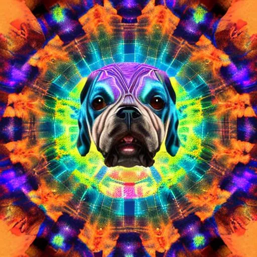 Prompt: a dog barking inside a kaleidoscope, 4K