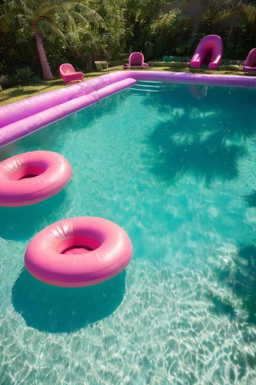 Prompt: Liminal space, heavenly, pastels, dreamscape, otherworldly, ethereal , water, pink flamingo inner tube float, lazy river, in the sky, clouds, playground equipment, indoor water park, abandoned, pink and gold, utopian, bright lighting, grainy Polaroid photo, ultra detailed, photorealistic, centered, aesthetic, popular on Etsy, feminine