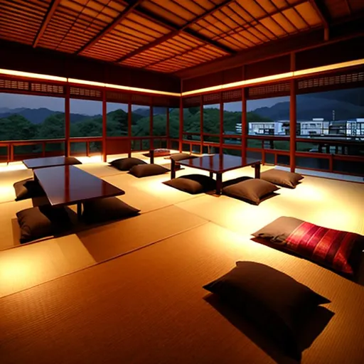 Prompt: Kyoto Modern Lounge Big Room