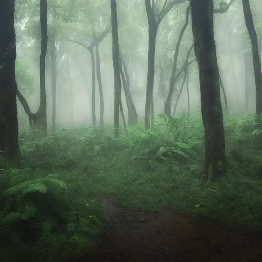 Prompt: A forest made out of rain