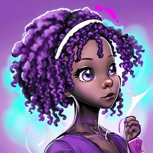 Prompt: Black girl AI with purple hair 9/11 tribute