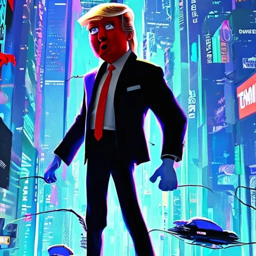 Prompt: Donald trump into the spider verse style


