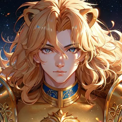 Prompt: Leo  The Lion zodiac as a 
male human, 8k, UHD,  highly detailed, close up