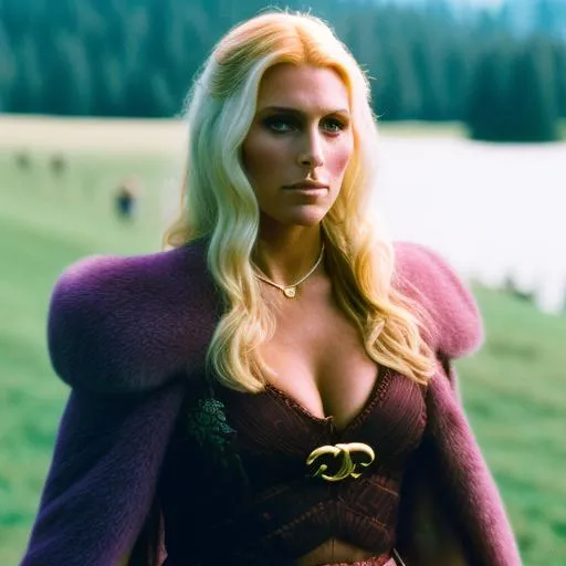 Prompt: Charlotte Flair, WWE superstar, as a 1980s dark fantasy lord of the rings character,

