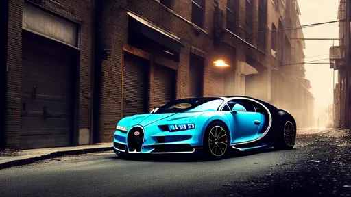 Bugatti Chiron, in a dark forgotten trash filled all...