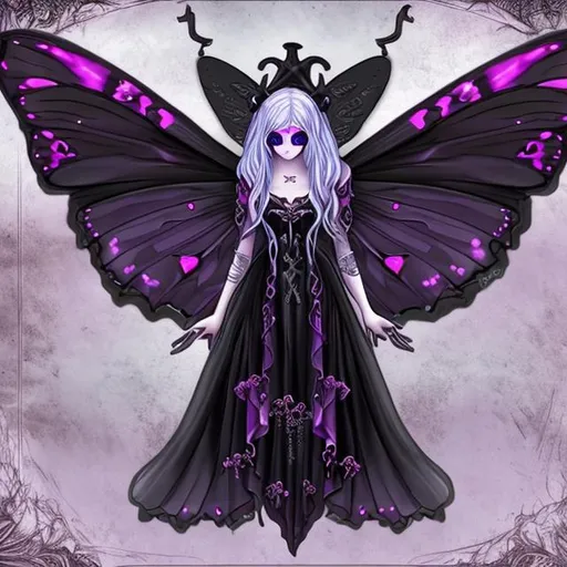 Prompt: Goth moth fairy cleric grave domain