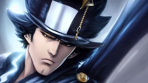 Prompt: face portrait of a jotaro kujo, smooth skin, realistic normal hair, symmetrical, fierce anime eyes, dramatic lighting, detailed face, by Kazuma Kaneko, Kaneko Kazuma, shin megami tensei, SMT, Shin Megami Tensei Nocturne, concept art, digital painting, looking into the camera, scruffy, medium short hair, wearing realistic leather biker jacket, white shirt under jacket, anatomically correct Fatso morpho as a jojo's bizarre adventure character, detailed, night time, blue with green lines, goopy form