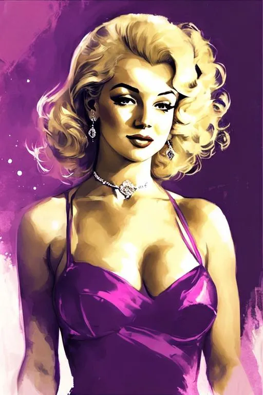 Prompt: A portrait of Marylin Monroe from when she sang Diamonds Are a Girl's Best Friend.  