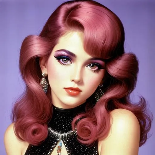 Prompt: a pretty girl , disco era, circa 1978, 70s stylish hair and makeup, facial closeup