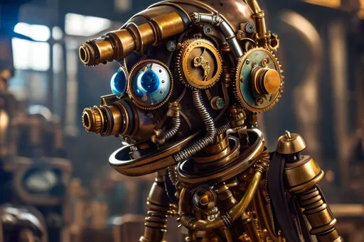 Prompt: A mechanical steampunk Robbie the robot  8k