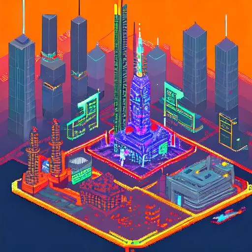 Prompt: a futuristic city on fire
 / PIXEL ART
