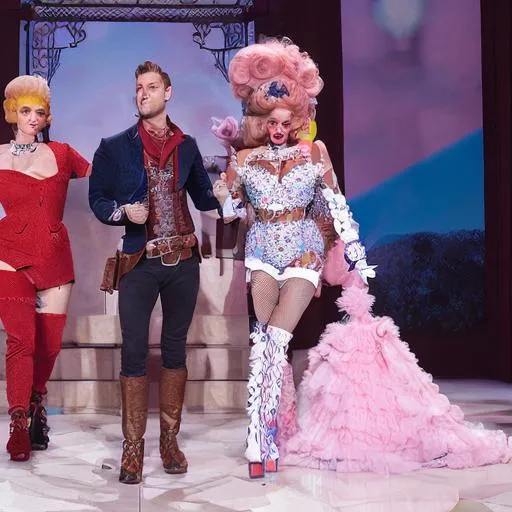 Prompt: arthur morgan with two drag queens
