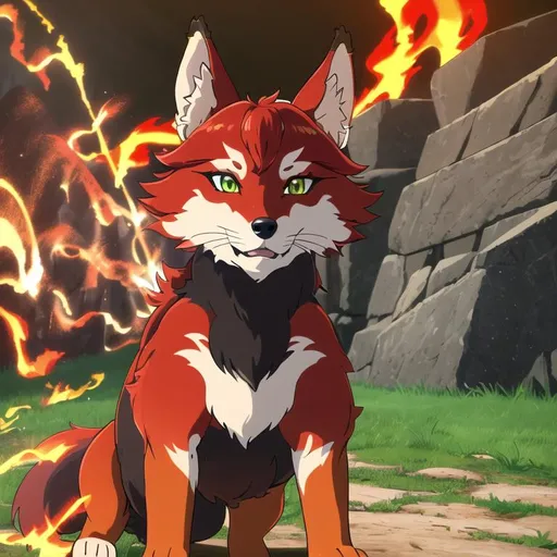 Prompt: (8k, 3D, UHD, highly detailed, hyper detailed, masterpiece, oil painting) portrait of [fire elemental] ((fox)), (canine quadruped), adolescent, silky crimson-red fur, {yellow-green eyes}, 8k eyes, youthful, lively, lithe, bounding, {black fur highlights}, sharp focus, cinematic, vivid colors, brilliant colors, long silky hair on crest, plump, (rows of pink blossoming sakura trees), umber red mane, wispy brown ears, wispy ruby-red mane, flowers on fur, snow-capped trees, snow on fur, forest, silky bushy tail, billowing mane, professional, unreal engine, dynamic, intricate detail, intricately detailed fur, highly detailed face, best quality, highly detailed mouth, 4k, 16k, 64k, HDR, unreal 5, artstation, deviant art, instagram, trending, perfect composition, symmetric, golden ratio