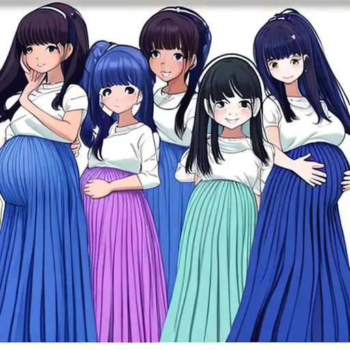 Multiple Anime Girls Are All Pregnant And Wearing Da Openart 6975