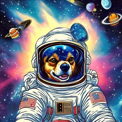 Prompt: Dog in space