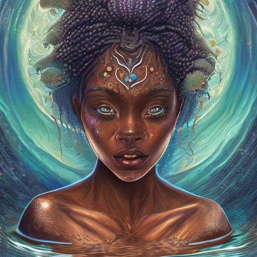 brown skin mermaid, Indigo blues, Illuminated Moon,... | OpenArt