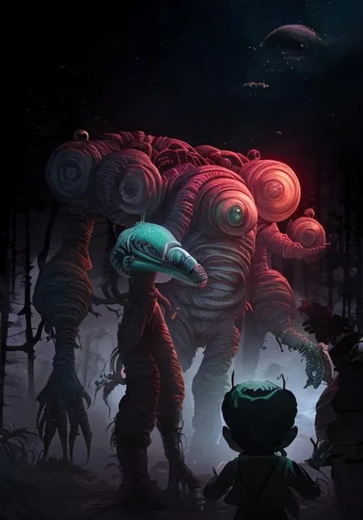 Prompt: swamp planet jack black astronaut mech alien