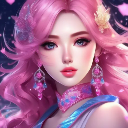 Prompt: 3d anime woman and beautiful pretty art 4k full HD pink glitter