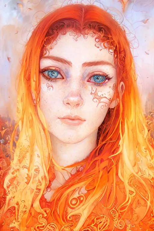 Prompt: Patchwork red headed girl by Melanie delon, Josephine Wall, Jennifer Lommers, ana Dittman, Didier Lourenço, Enki Bilal, Michael Whelan, sharp focus, extremely detailed, intricate, 8k, 4k, hyperrealistic, high definition, crisp quality 