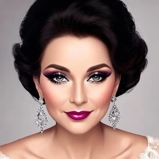 Prompt: Beautiful and elegant lady in her 50s, pretty and stylish makeup