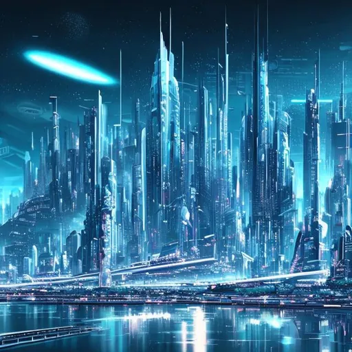 Prompt: Futuristic cityscape
