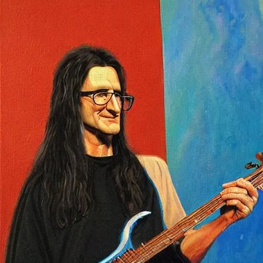 Prompt: Geddy lee as a painting