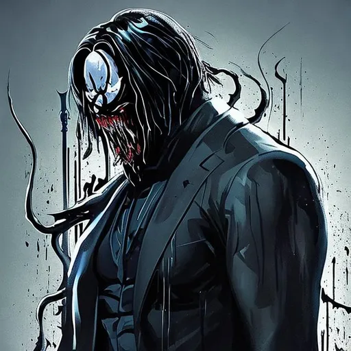 Prompt: Venom as John wick with classic symbol 

