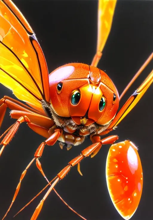Prompt: UHD, , 8k,  oil painting, Anime,  Very detailed, zoomed out view of character, HD, High Quality, Anime, Pokemon, Paras is an orange, insectoid crab-like cicada Pokémon  Its ovoid body is segmented, and it has three pairs of legs. The foremost pair of legs is the largest and has sharp claws at the tips. There are five specks on its forehead and three teeth on either side of its mouth. It has circular eyes with large pseudo pupils.

Red-and-yellow mushrooms known as tochukaso grow on this Pokémon's back. The mushrooms can be removed at any time and grow from spores that are doused on this Pokémon's back at birth by the mushroom on its mother's back. Tochukaso are parasitic in nature, drawing their nutrients from the host Paras's body in order to grow and exerting some command over the Pokémon's actions. For example, Paras drains nutrients from tree roots due to commands from the mushrooms. Paras can often be found in caves. However, it can also thrive in damp forests.

Pokémon by Frank Frazetta
