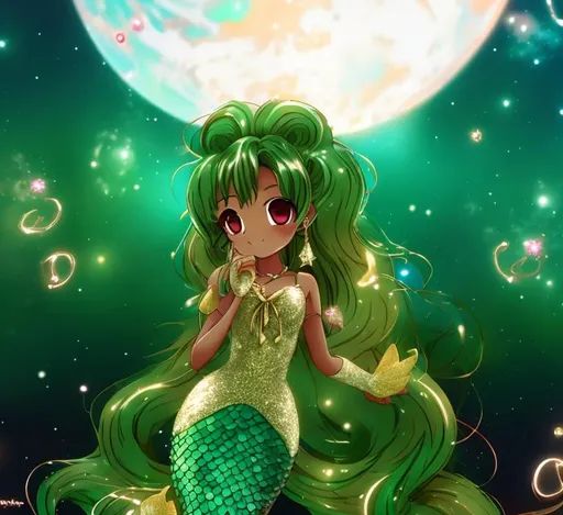 Prompt: Anime, Princess, Mermaid Melody, Idol, brown skin, HD, 4k, High Quality, Effects.
