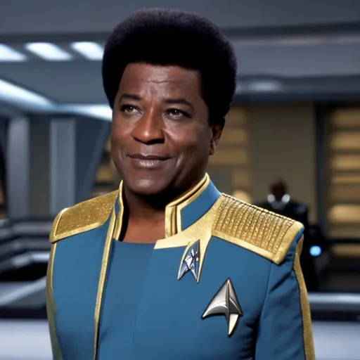 Prompt: Jermaine Jackson in a Starfleet uniform. {Star Trek: The Next Generation}