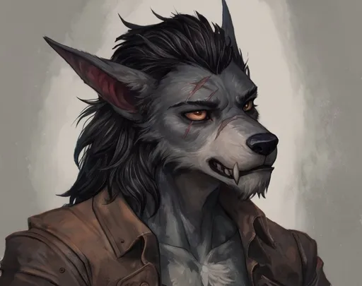 Prompt: solo, anthro, (worgen), scar on eye