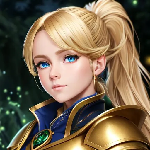 Prompt: "Full body, oil painting, fantasy, anime portrait of a young hobbit woman with short flowing golden blonde hair in a ponytail and dark blue eyes | Elemental stars cleric wearing intricate green leather armor casting a healing spell, #3238, UHD, hd , 8k eyes, detailed face, big anime dreamy eyes, 8k eyes, intricate details, insanely detailed, masterpiece, cinematic lighting, 8k, complementary colors, golden ratio, octane render, volumetric lighting, unreal 5, artwork, concept art, cover, top model, light on hair colorful glamourous hyperdetailed medieval city background, intricate hyperdetailed breathtaking colorful glamorous scenic view landscape, ultra-fine details, hyper-focused, deep colors, dramatic lighting, ambient lighting god rays, flowers, garden | by sakimi chan, artgerm, wlop, pixiv, tumblr, instagram, deviantart