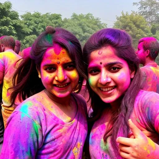 Prompt: Holi with abeer