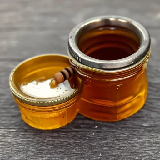Prompt: little container with honey

