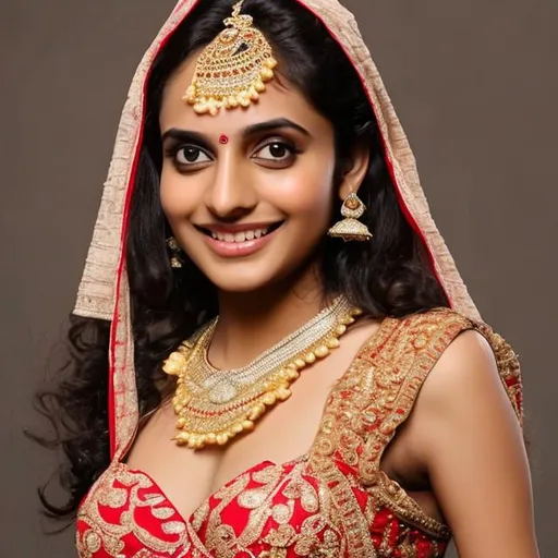 Prompt: Indian bride with bikini and with soft body  