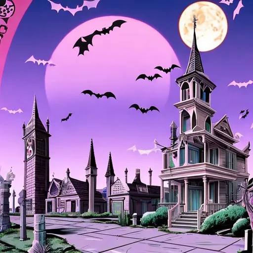 Prompt: Retro Halloween town 1990 