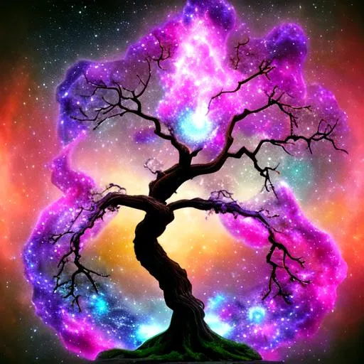 Prompt: Infinite Regression but This tree was the first.  Nebula