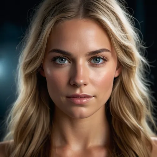 Prompt: Professional full-face photo of a Norwegian girl with long hair, a great female anatomy, gorgeous abs, a symmetrical face, lovely details, and adorable natural cosmetics, a very dark background. film grain, professional color grading, photorealistic, hyper realistic, realistic, incredibly detailed, crisp focus, cinematic light, digital art, depth of field, 50mm, 8k”