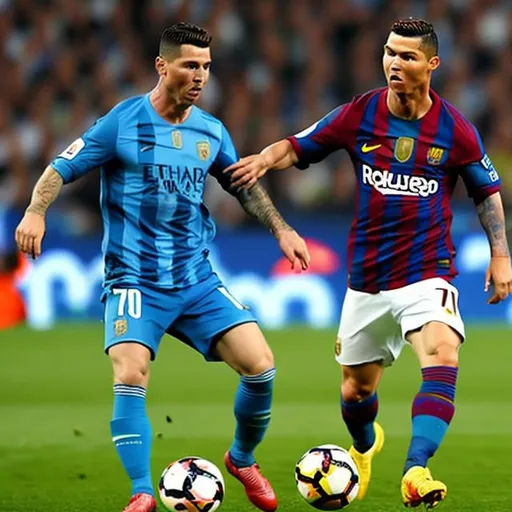 Prompt: ronaldo with messi