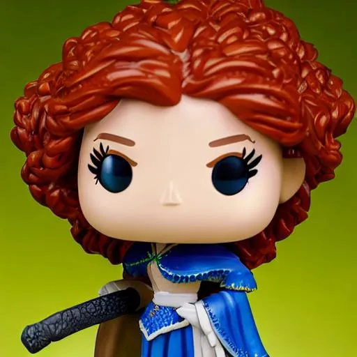 Prompt: Funko pop Merida figurine, made of plastic, product studio shot, on a white background, diffused lighting, centered