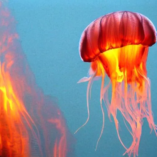 Prompt: jellyfish on fire