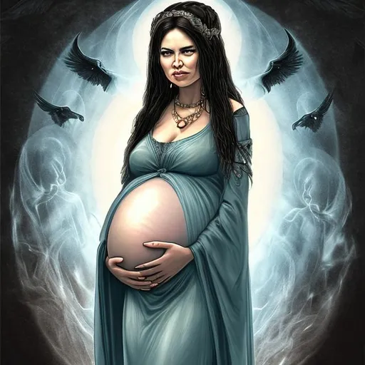 Prompt: pregnant evil goddess
