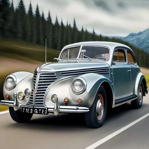Prompt: RAW photography, silver metallic, Tatra T85, year 1938 driving on the road by the river

Pastel colours, centered, approaching perfection, dynamic, highly detailed, watercolour painting, artstation, concept art, smooth, sharp focus, illustration, art by Julie Bell and Boris Vellejo and Luis Rojo